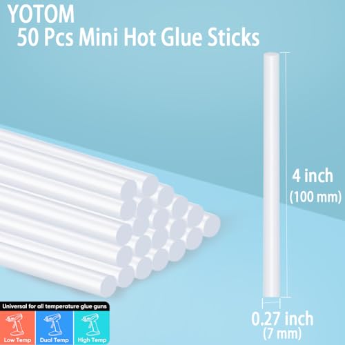 50 Pcs Hot Glue Sticks, 4" x 0.27" Mini Size Clear High Temp Glue Sticks for Crafting, DIY and Home Repair Needs 50
