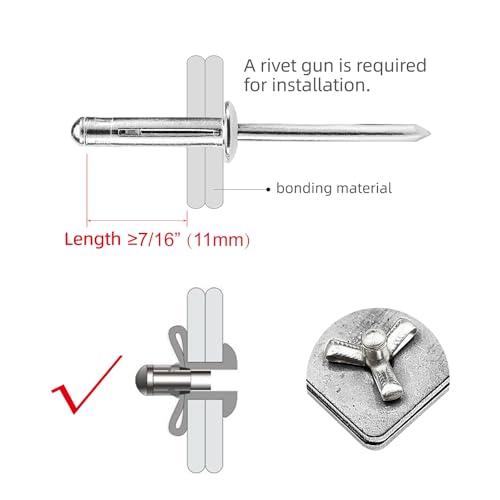 40Pcs Trifold Aluminum Exploding Blind Rivets,Silver, 1/4"x1-3/8"(6.4x35MM) 1/4"x1-3/8" Silver
