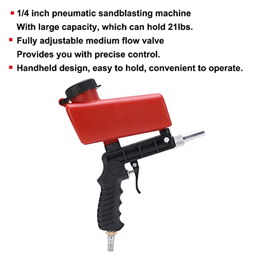 Sand Blasters,Sand Gun Kit for Air Compressor,Handheld Pneumatic Sandblaster Carbon Steel Small 90psi Sand Gun Set Spray Gun Blasting Machine with Container for
