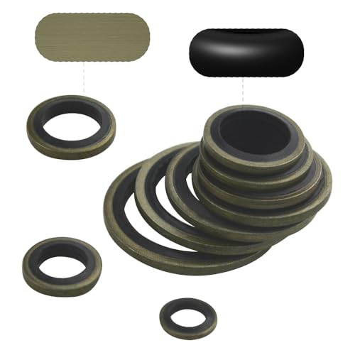 150Pcs 8 Kinds Bonded Seal Washer Assortment Kit M6 M8 M10 M12 M14 M16 M18 M20 Metal Rubber Gasket Washer Box for Plumbing Automotive Mechanical Cylinder Repairs