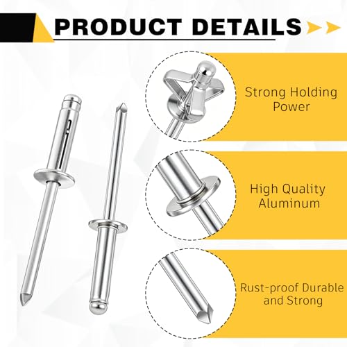LEIFIDE 100 Pcs 3/16" X 1-1/4" Trifold Rivets Assortment, Silver 3/16" X 1-1/4"