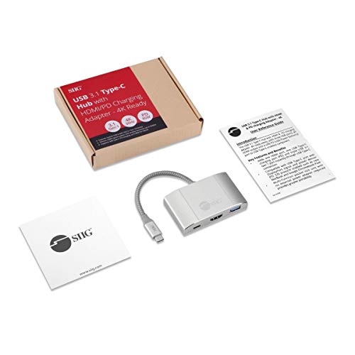 SIIG USB-C Hub with 4K 30hz HDMI, 85W Laptop Charging, and 3X USB 3.1 Gen 1 Type A Ports - 5-in-1 Video Adapter Docking Station - for MacBook Pro, Surface Pro 6/7 and USB-C Laptops (JU-H30612-S2) Type-C to HDMI/85W PD/USB 3.1