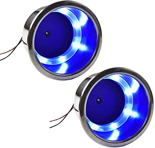 2 Pcs Blue LED Stainless Steel Cup Drink Holder with Drain & LED Marine Boat Rv Camper Seating