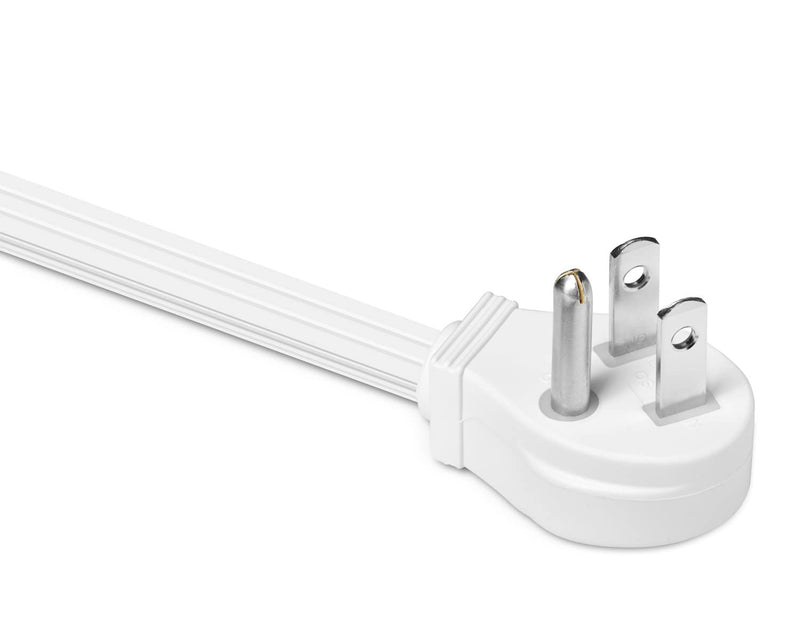 Maximm Cable 50 Feet Flat Plug Extension Cord/Wire, Multi Outlet - 3 Prong Angled Plug Extension Cord - White UL Certified 1 Pack
