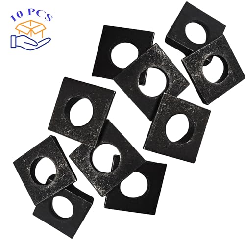 10 PCS 3/4 Beveled Square Washers in Plain Carbon Steel Oxidized,3/4(ID) x1-5/9x1-5/9 Inch for Channel Steel Wedge Shaped Washers for Shim Leveling,3 to 9 mm Thick,Black,LXLVOUEG 3/4 X 1-5/9 X 1-5/9 inch Oxidized Steel-Black-10 PCS
