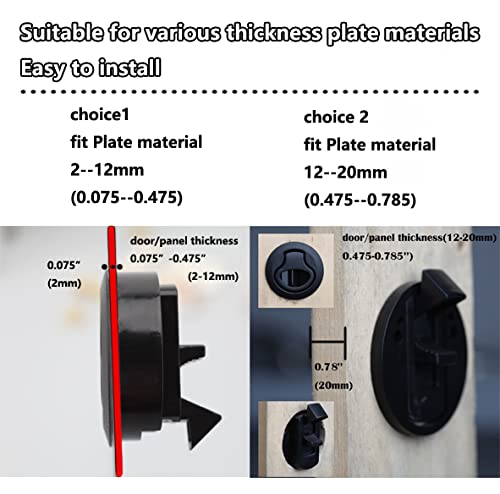 Slam Latch 2'' Flush Pull Latch Black Plastic Nylon Handle for Hatch Door Cabinet Hardware on RV Boat Camper Trailer Fit 2mm-20mm,Pack of 2