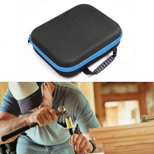 Hard EVA Tool Case Portable Tool Carrying Storage Bag for Cordless Drill Electric Scissors Light Blue Strip
