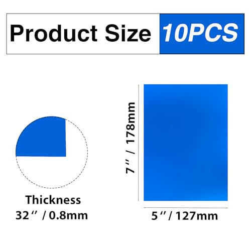 10Pcs Blue Anodized Aluminum Sheet 5" x 7" x 1/32" (0.8mm) Corrosion-Resistant Metal Plates for Laser Engraving, DIY Crafting, Sign Making, Home Decor 5*7inches 10