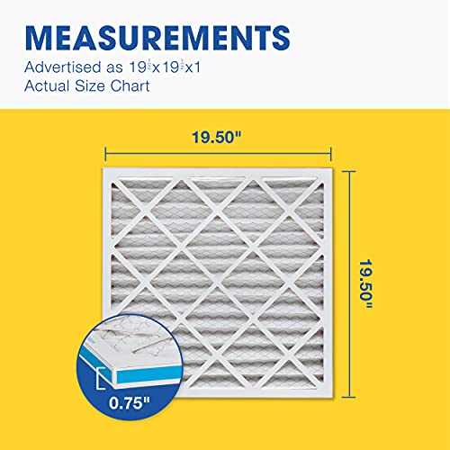 Aerostar 19 1/2x19 1/2x1 MERV 8 Pleated Air Filter, AC Furnace Air Filter, 4 Pack (Actual Size: 19 1/2" x 19 1/2" x 3/4") Standard MERV 8
