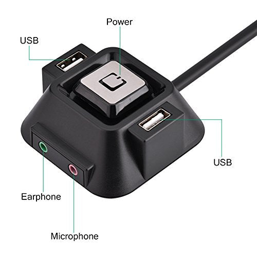 Zerone Desktop PC Switch Button Electricity Supply On/Off Reset HDD Push Button Reset Switch + USB Ports + Audio Ports for Desktop Computer Case