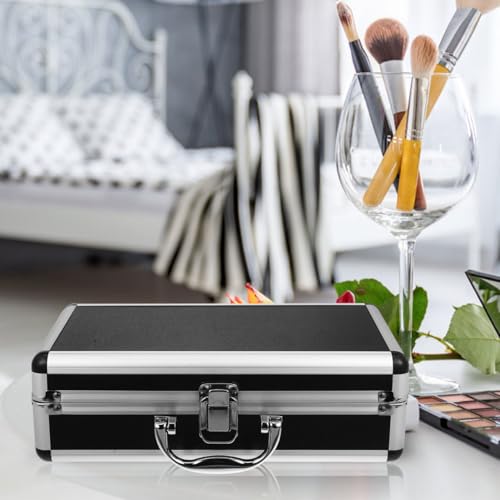 Healifty Lockable Tool Case Aluminum Alloy Box with Handle Portable Carrying Suitcase for Hardware Screws Accessories Jewelry Large Capacity Storage for Home Garage Workshop Office Travel