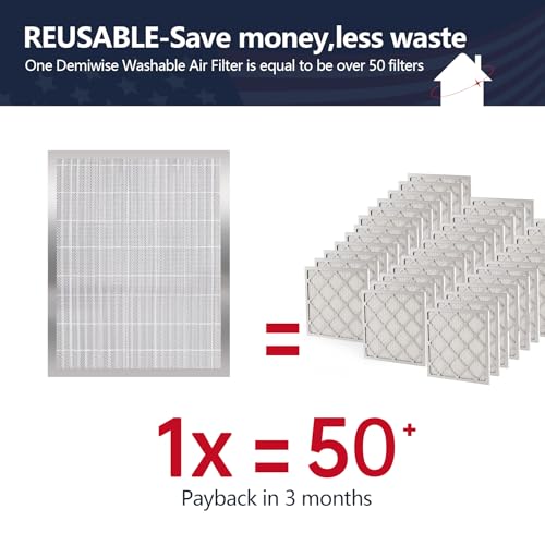 14x18x1 Lifetime Electrostatic Air Filter, MERV 8 Washable Aluminum AC/HVAC Furnace Filter, Reusable Permanent Air Filter,Easy to Clean, Healthier Home/Office(Actual Size:13.75x17.75x0.86) 14" x 18" x 1" Washable Air Filter