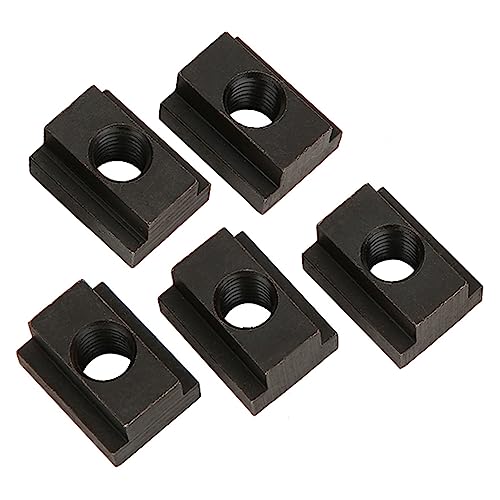 5 Pcs T Slot Nuts, Black Oxide Finish Hammer Head Fastener Nut T Sliding Nut Block Fit Into T-Slots in Machine Tool Tables