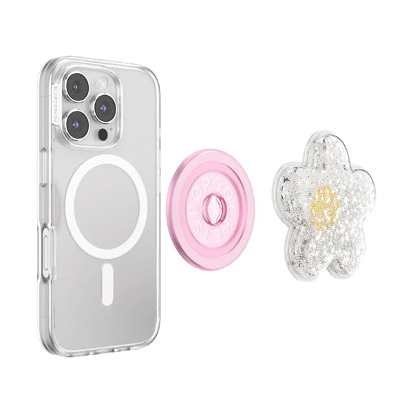 PopSockets Phone Grip for MagSafe, Magnetic Holder- Squishy Pink Daisy | Removable, For Kindle / Android / iPhone, With Magnet, Squishy, Jelly, Flower, Floral