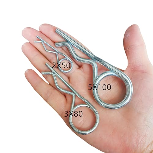 Steel Double Ring R-Pin Wave Pin, Quick Lock Clout Pin for Farm Lawn Garden Locking Fasteners (0.31x6.02in(8x153mm) 2Pcs) 0.31x6.02in(8x153mm) 2Pcs