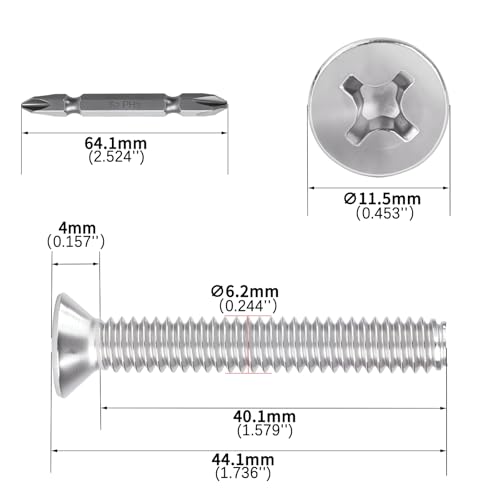 1/4-20x1-3/4 Phillips Flat Head Machine Screws 50pcs HS/JXLS-01 1/4-20x1-3/4"