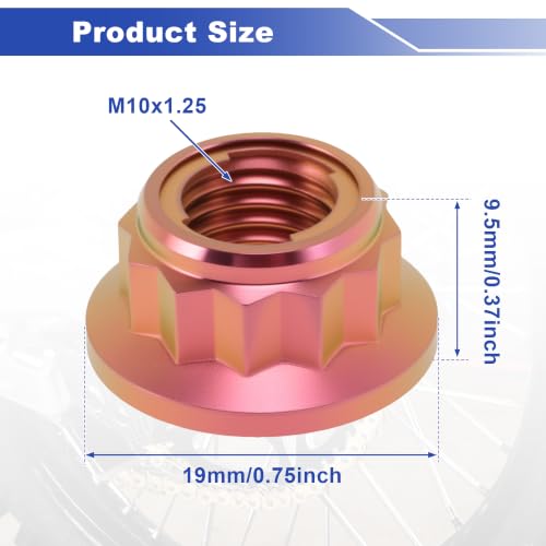 5 Pcs GR5 Titanium Alloy Sprocket Nut M10x1.25 Pink for Motorcycle