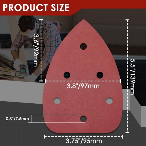 96 Pcs Mouse Sander Sandpaper Detail Sanding Pads,No Cut Line 96 no cut line
