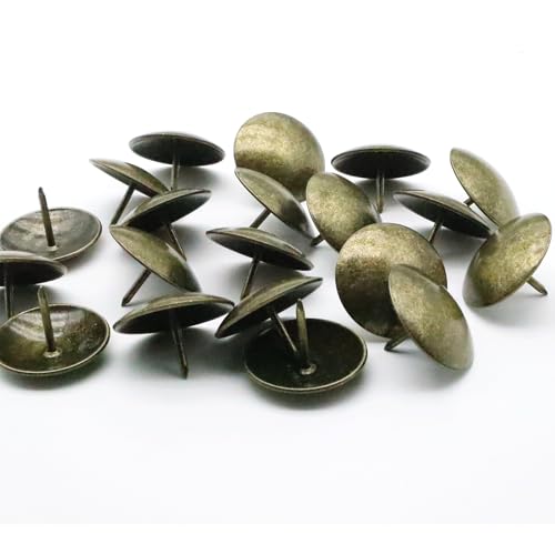20pcs 1.5 inch Large Clavos Decorative Nails, Antique Clavos Round Head Iron Fasteners Rustic for Farmhouse Ornamental Wood Doors Shutters Gates Furniture (Antique Bronze) 1.5inch -20pcs Smooth Antique Bronze