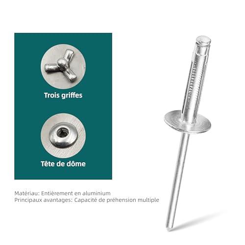 50Pcs Trifold Aluminum Exploding Blind Rivets, 3/16"x45/64" Large Head 5/8" 3/16"x45/64" Large Head 5/8" All Black