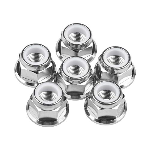Titanium Nuts Flange Nylon Lock Nut Pack of 6 (M12 Pitch 1.25mm) M12 Pitch 1.25mm