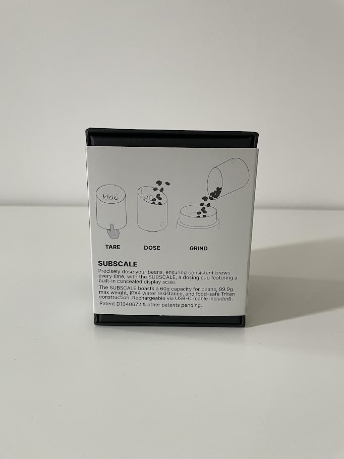 Subminimal Subscale Digital Dosing Cup with LED Display – Sleek & Precise Coffee Bean Weight Scale - Dosing & Brewing Coffee Accessories, Perfectly Measures Coffee Grounds for Coffee Espresso - Black