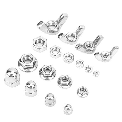 180PCS Stainless Steel Wing Flange Hex Nuts Assortment Kit - M2 M2.5 M3 M4 M5 M6 Sizes - High Strength Hardware Fasteners for Auto Repair, Home Improvement & DIY Projects
