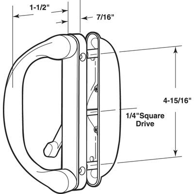 Sliding Patio Door Handle Set for Milgard, White