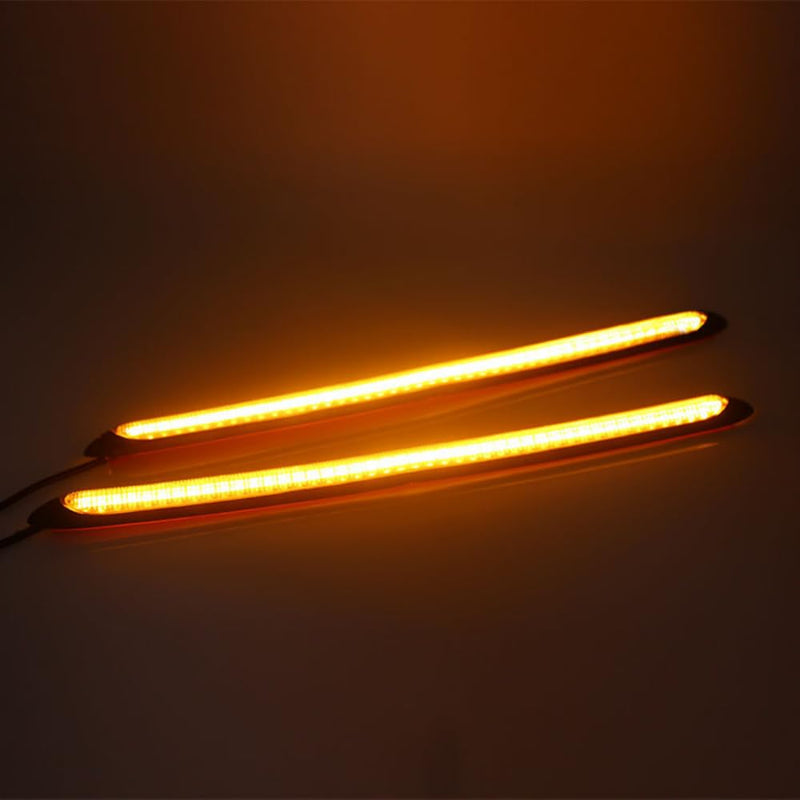 Yolu 2Pcs Flexible LED Daytime Running Light with Starter Scanning Dual-Color Streaming Turn Signal Indicator Light Universal fit 12V vehicles (6.69") 6.69"