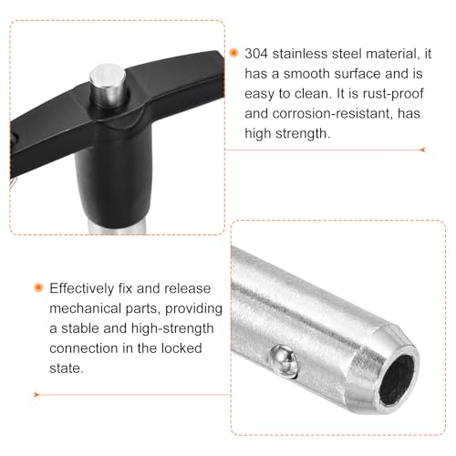 uxcell 2 Pcs T Handle Quick Release Pin, 3/8" x 4"(Dia. x L) 304 Stainless Steel Push-Button Quick Release Pin with Lanyard Cable for Audio Bimini Top Marine Hardware, Silver 9.5x100.0 mm