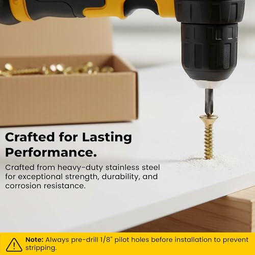 #12 x 1-1/2" Solid Brass Wood Screws, Flat Head Phillips, Premium Decorative Fasteners for Hinges, Hardware & Wood Projects (16 Pack)