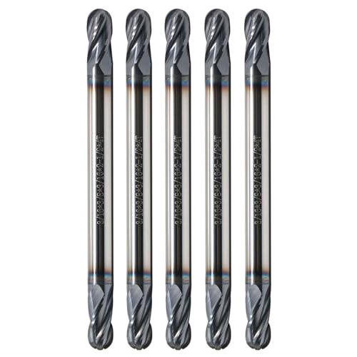 5Pcs 3/16" 4 Flute Double End Solid Carbide Ball Nose End Mill AlTiN Coated 3/16 in 5