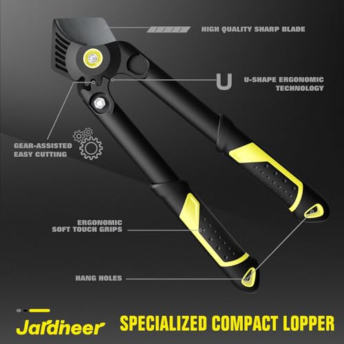 Jardineer 16.5" Garden Loppers, Effortless Pruning Shears with Gear Assist and Pull-Tested Reinforced Handles, Lightweight Hand Lopper for Yard, Shrub & Small Tree Trimming, Cuts up to 1.2" Branches