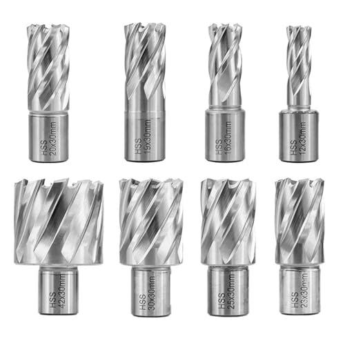 Shank HSS Annular Drill Bit 12-42x30mm TiN Coated Hollow Drill Bit for Metal Cutting Weldon Shank Core Drill Bit (30x30mm) 30x30mm