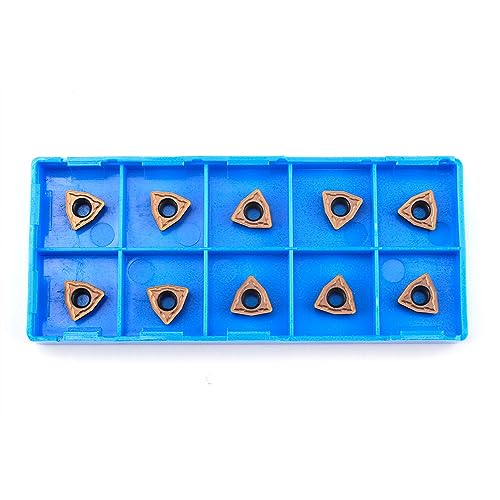 Carbide Turning Inserts WCMT050304 WCMT2.52 TiN Coated Carbide Inserts for Lathe Turning Tool CNC Lathe Turning Tool Holder Indexable Inserts for Steel Metal Machining, 10 Pieces