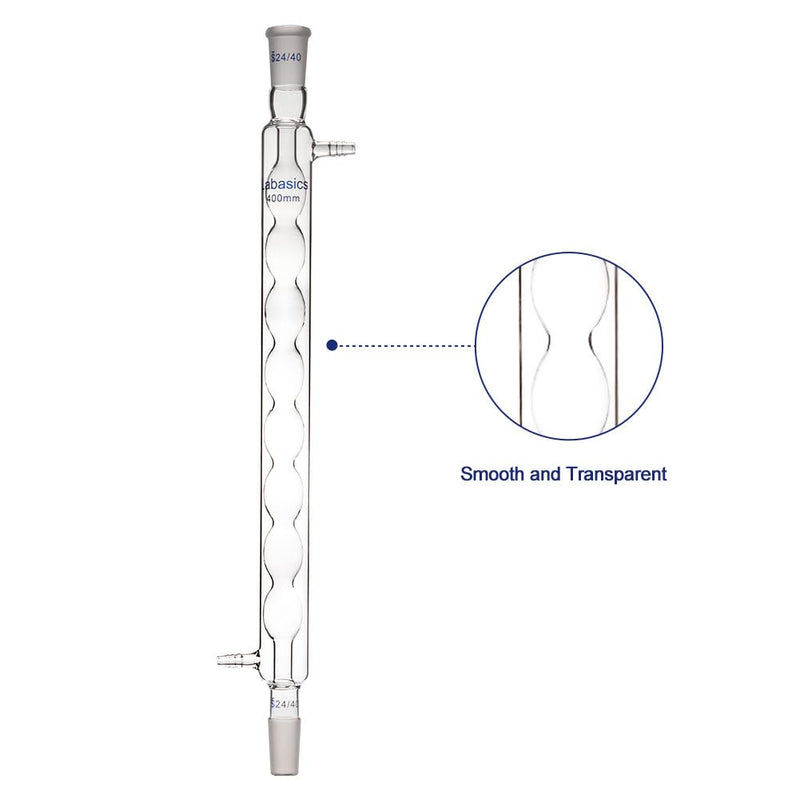 Labasics Borosilicate Glass Allihn Condenser with 24/40 Joint 400mm Jacket Length Lab Glass Condenser 400 mm