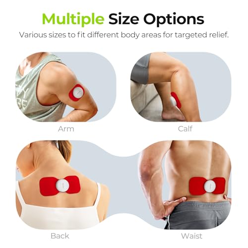 AUVON Wireless TENS Unit Electrode Pads 12 Pcs, 2 Sizes, Latex-Free Red