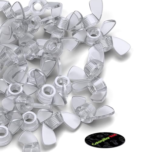 50x Clear Acrylic Plastic Butterfly Wing Nuts M5, Thumb Nuts