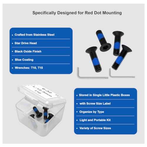 Red Dot Screw Kit,116PCS, M3, M3.5, M4, #6-32, #4-40, #6-40, #6-48