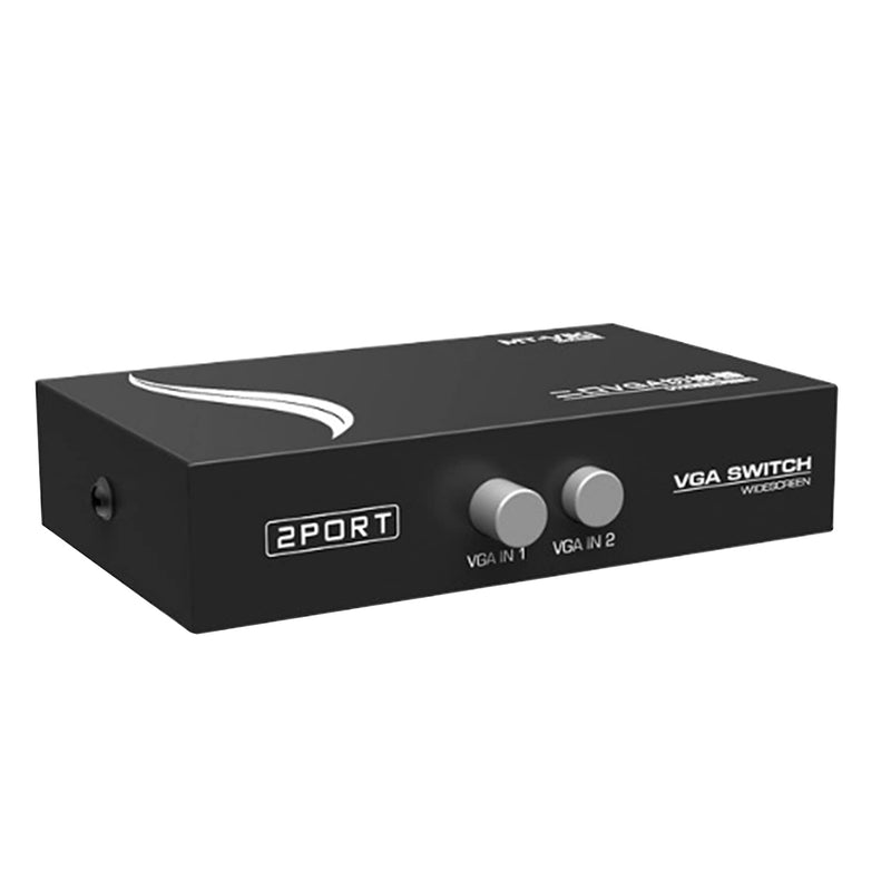 2 Port VGA Switch Video Selector Switcher Box 15 Pin VGA 2 in 1 Out Switcher Two Way VGA Video Switch for PC TV Monitor - Black