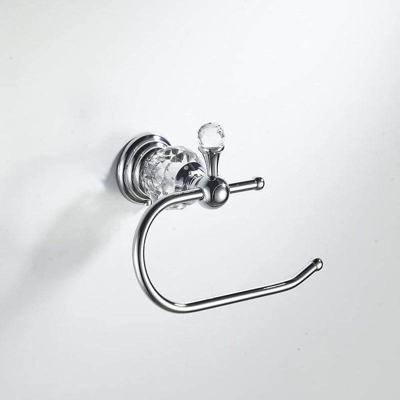 Silver Crystal Toilet Paper Holder, Chrome Bathroom Toilet Paper Roll Hanger Wall Mounted, Modern Toilet Tissue Holder Bathroom Accessory Silver