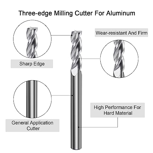 1/2" 3-Flute Solid Carbide Square End Mill, 1Pcs 1/2 in