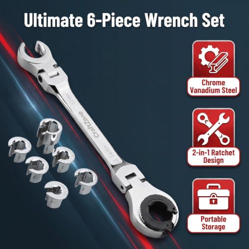7-in-1 Metric Flex Head Flare Nut Wrench Set, 8-14mm