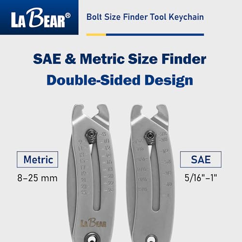 LABEAR Bolt Size Finder Tool Keychain, SAE Metric Nut & Bolt Gauge (Pack of 3) 8-25mm Size Identifier Gauge (Pack of 3)