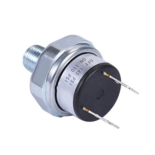 Air Pressure Switch 110-145 PSI, 1/8"-27 NPT, DC 24V/12V, Silver, Automatic