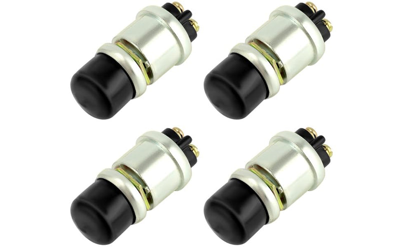 QWORK Engine Start Push Button Switch, 4 Pcs 12V 50A Momentary Start Switch for Car Truck Boat, Black Cap