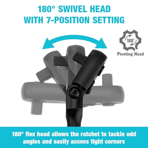DURATECH 1/2-Inch Flex-Head Ratchet, 90-Tooth Quick-Release Ratchet Wrench 1/2"(Black)