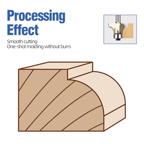 HUHAO Roundover Router Bit,1/2" Shank,1-3/8-Inch Radius Round Over Edge Forming Router Bit CNC Router Bits for Round Edging, Cabinet Edges Radius 1-3/8"- Shank 1/2"