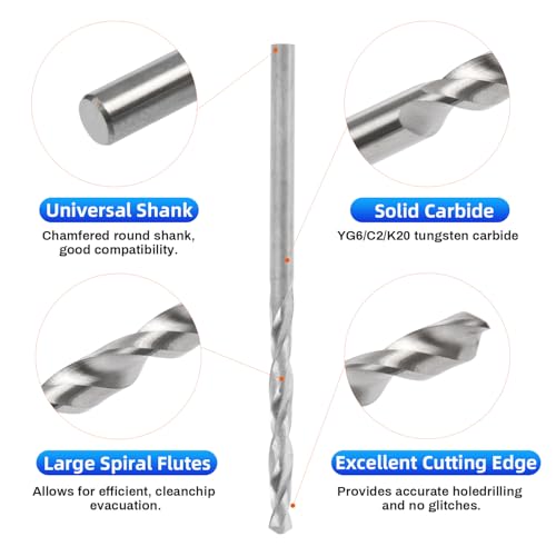 Solid Carbide Drill Bits, 12.5mm C2/K20 Tungsten Carbide Jobber Drill Bits Straight Shank Drilling Tool for Metal Plastic 1