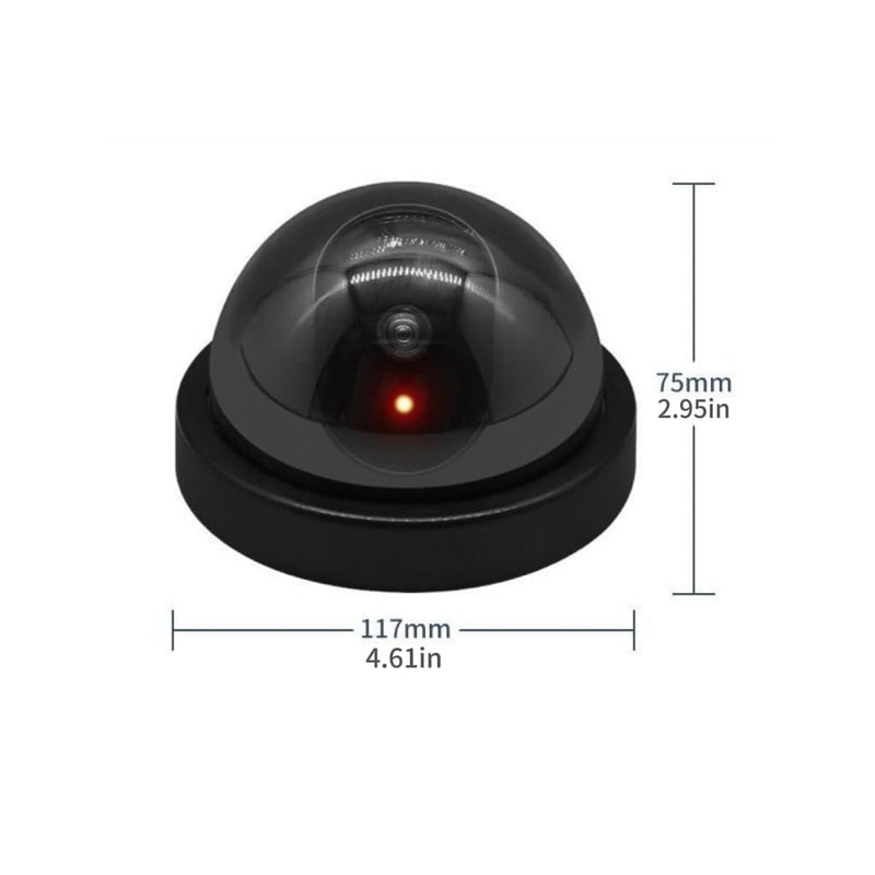 2 Pack Fake Dome Security Camera Dummy CCTV with Flashing Red LED & Warning Stickers black 2 Pack